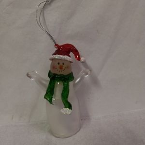 💕3/$30 Frosty Snowman Lighted Glass Ornament  Vintage Collectible